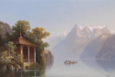 Vista, de, Chillon, castelo, ligado, lago genebra de Hubert Sattler
